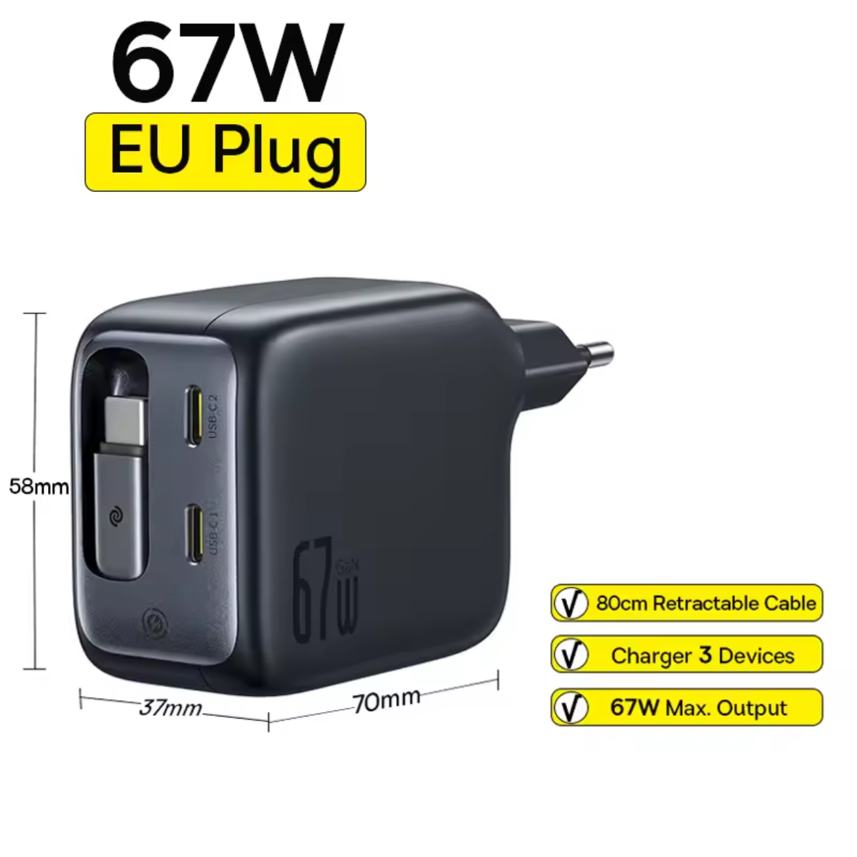 Cargador USB-C 67W Rápido e Inteligente