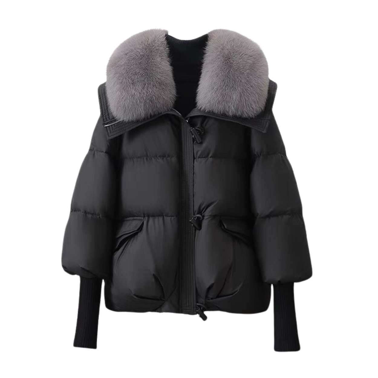 Parka de Invierno Corta con Capucha Forrada