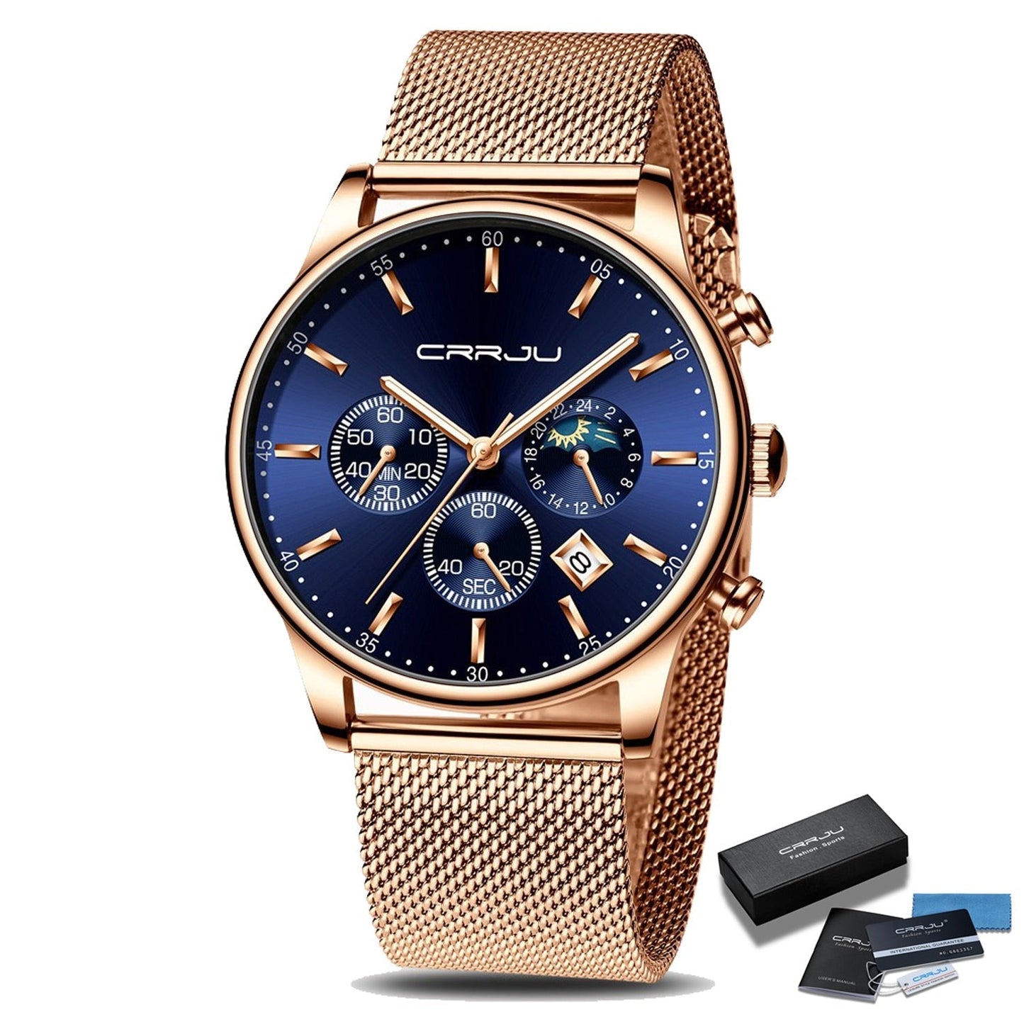 Reloj deportivo con pulsera de metal para hombre