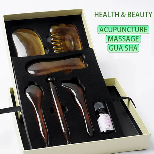 Kit de masaje Gua Sha 7 piezas completo
