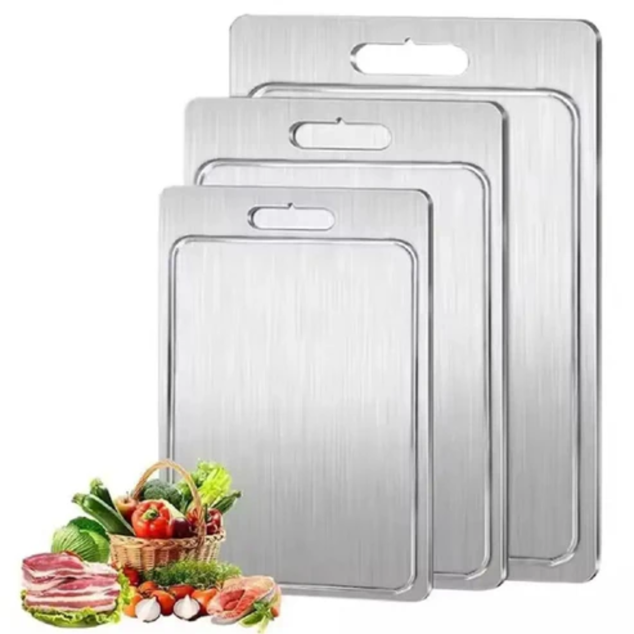 Tabla de Cortar de Cocina de Acero Inoxidable Doble Cara Higiénica