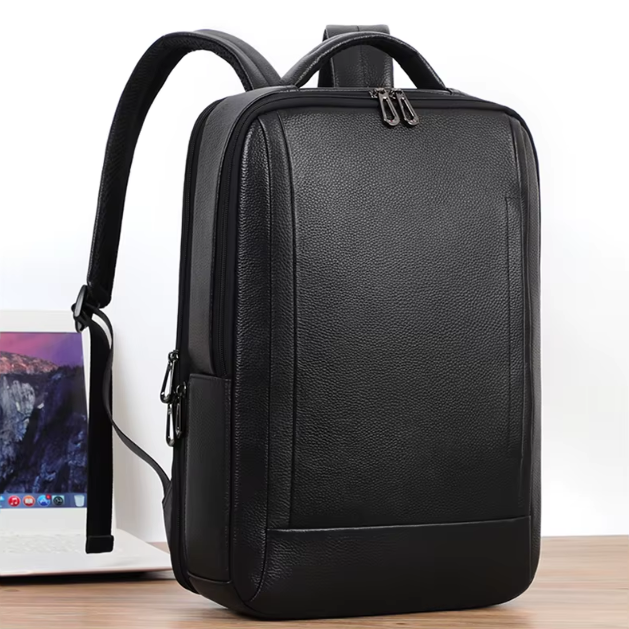Mochila Retro de Cuero para Ordenador con Puerto USB