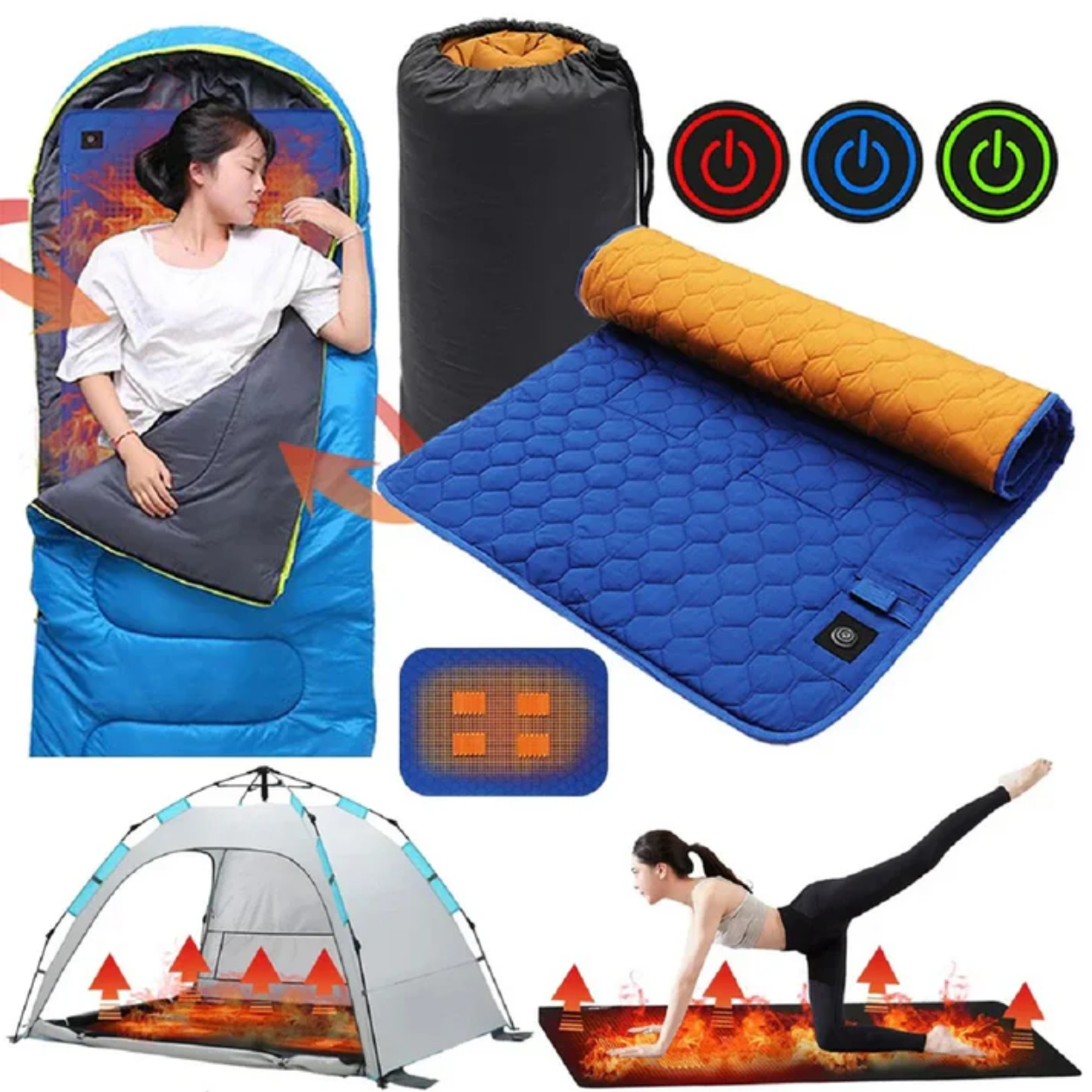 Colchoneta de Camping Eléctrica Calefactora e Impermeable