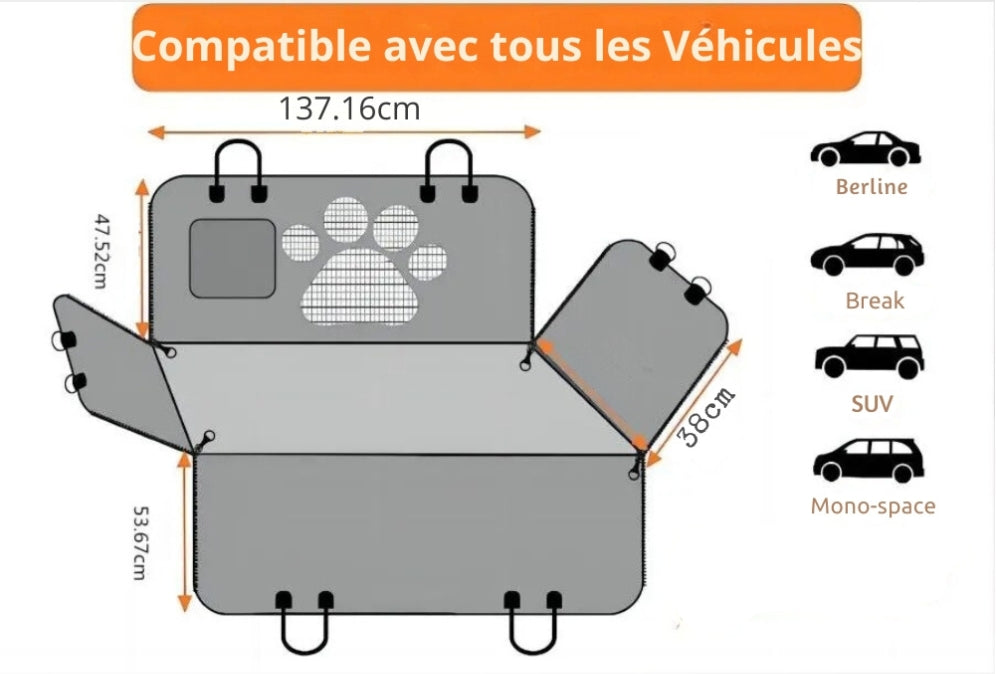 Funda protectora e impermeable para asiento trasero de perro