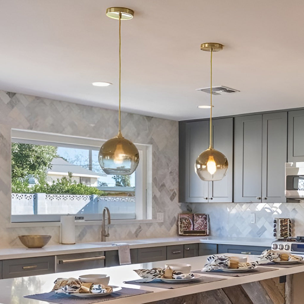 Lámpara Colgante de Vidrio con LED para Salón y Cocina
