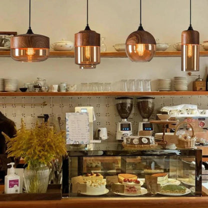 Lámpara de techo de madera diseño nórdico