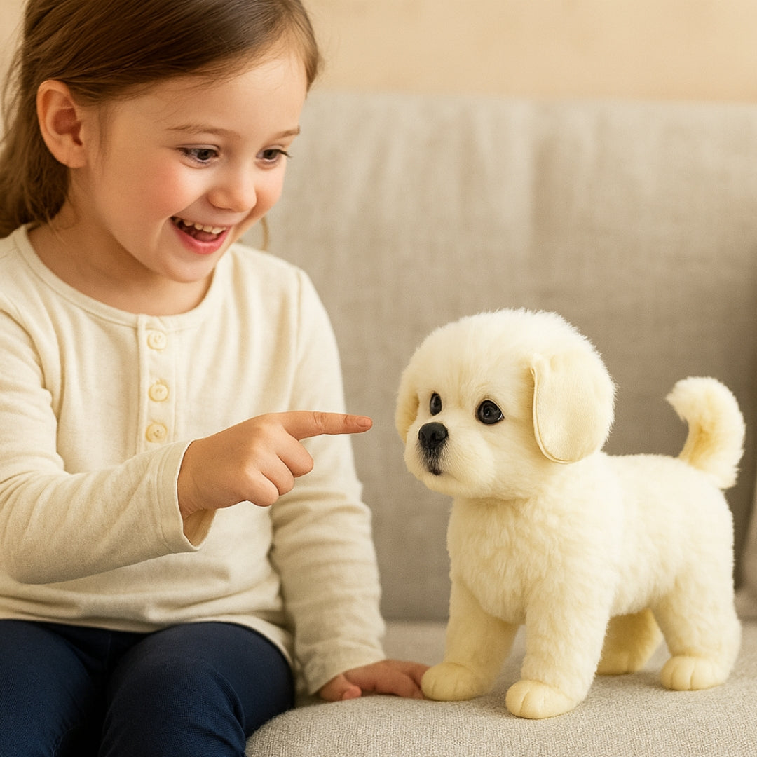 Juguete cachorro electrónico realista de peluche