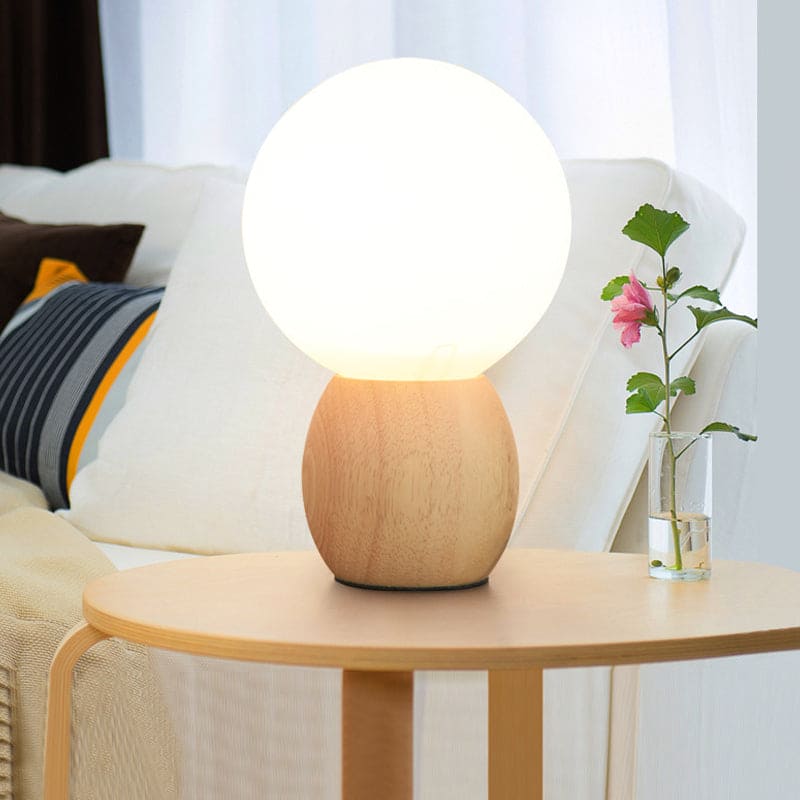 Lampe de Nuit en Verre Suspendue avec Pied Bois - Santeova