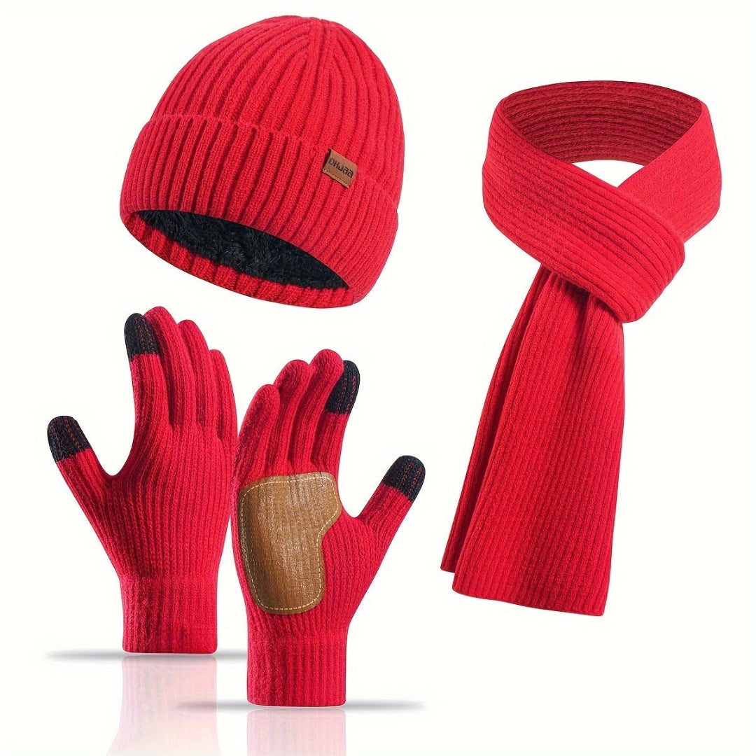 Conjunto de invierno tejido 3 piezas cálido y cómodo