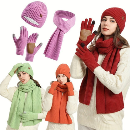 Conjunto de invierno tejido 3 piezas cálido y cómodo