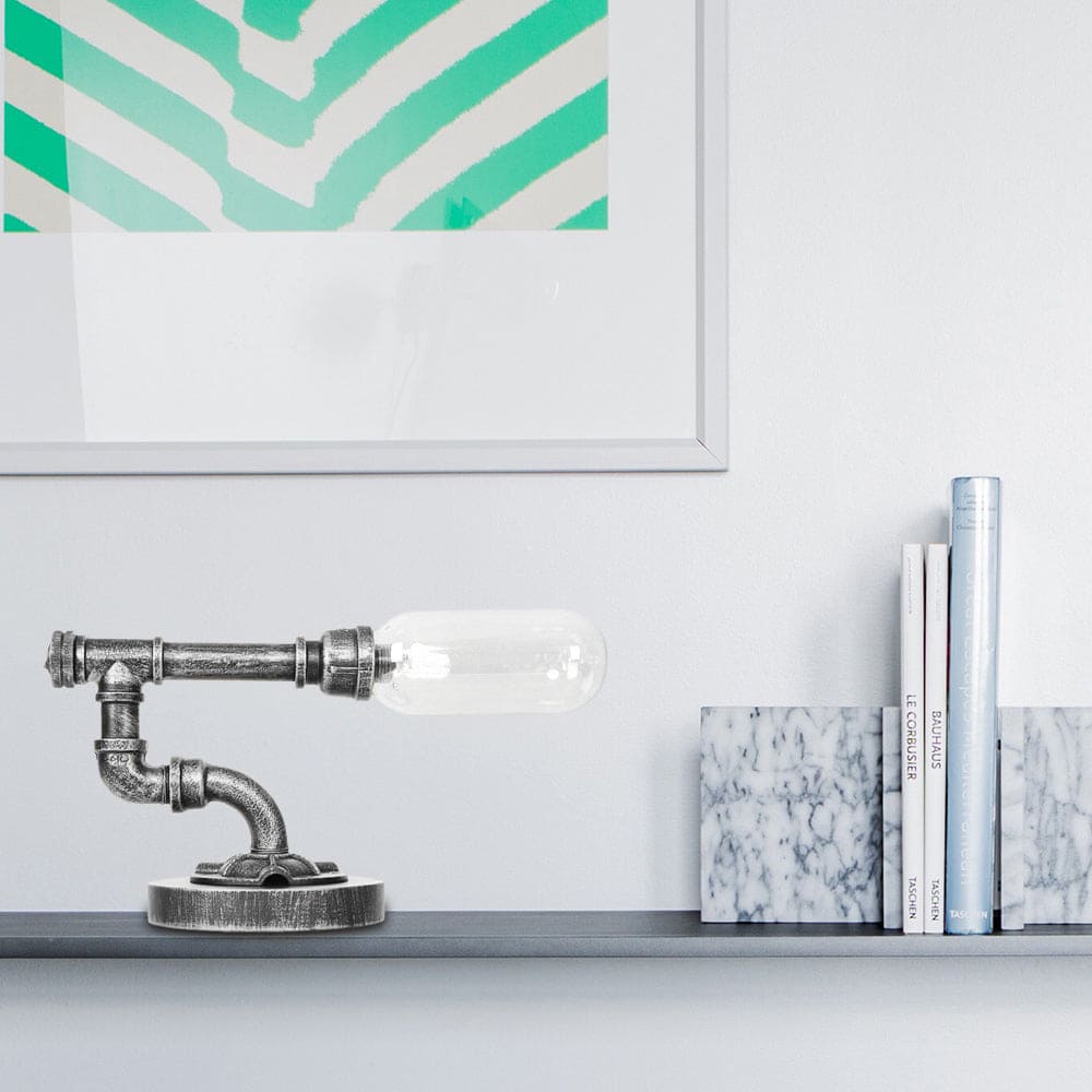 Lámpara de Mesa Elegante de Vidrio Transparente con Pantalla Redonda