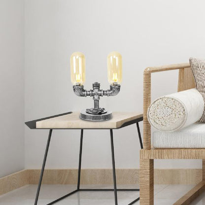 Lámpara de Mesa Elegante de Vidrio Transparente con Pantalla Redonda