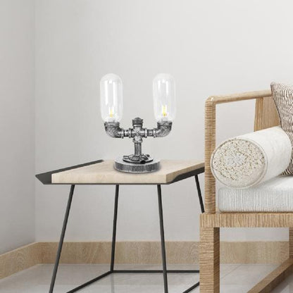 Lámpara de Mesa Elegante de Vidrio Transparente con Pantalla Redonda