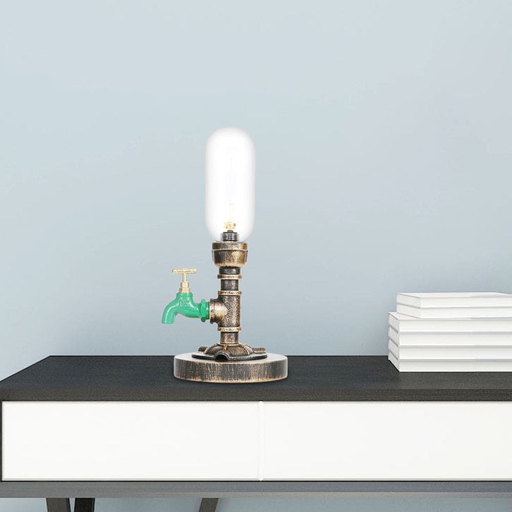 Lámpara de Mesa de Metal Elegante con Pantalla Industrial