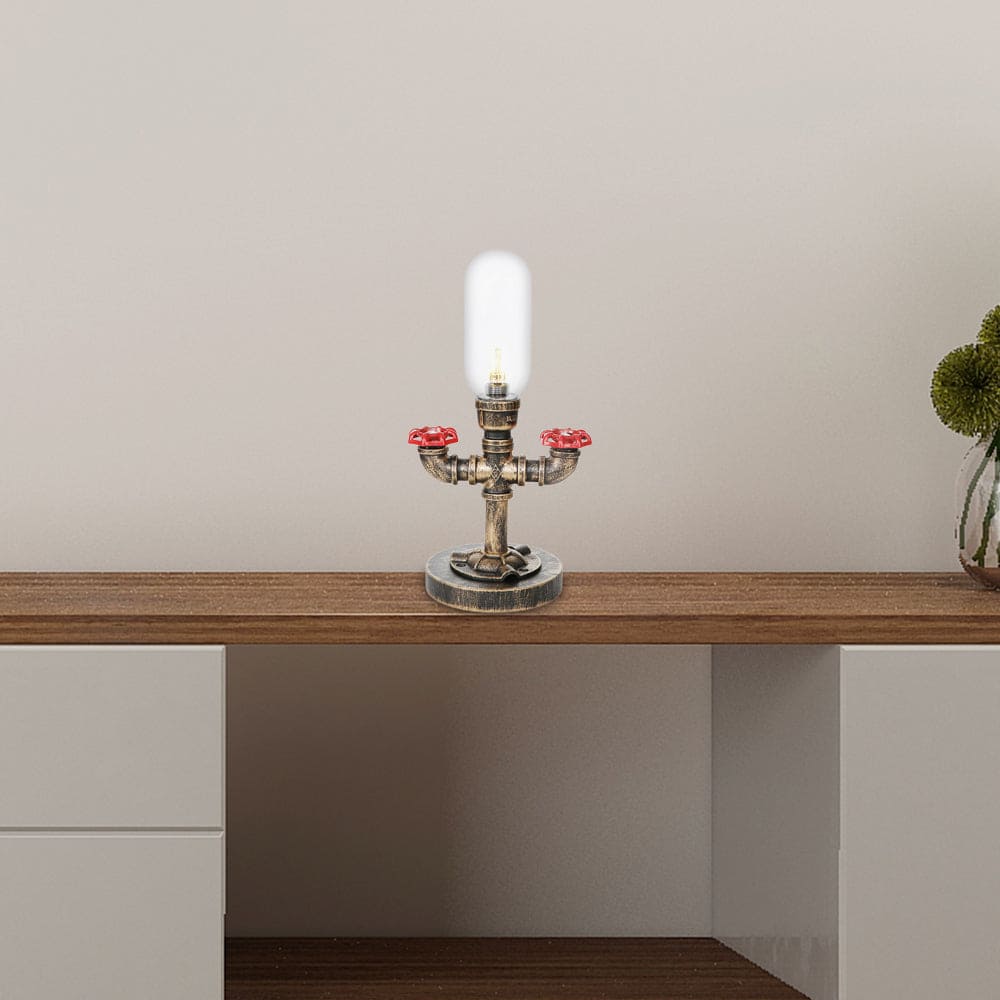 Lámpara de Mesa de Metal Elegante con Pantalla Industrial
