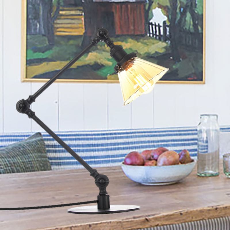 Lámpara de Mesa Elegante de Vidrio Claro Cónica
