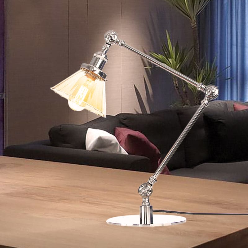 Lámpara de Mesa Elegante de Vidrio Claro Cónica