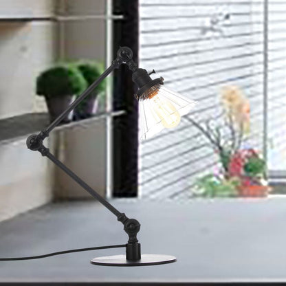 Lámpara de Mesa Elegante de Vidrio Claro Cónica