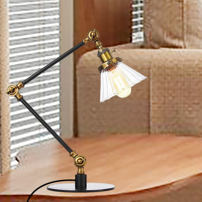 Lámpara de Mesa Elegante de Vidrio Claro Cónica