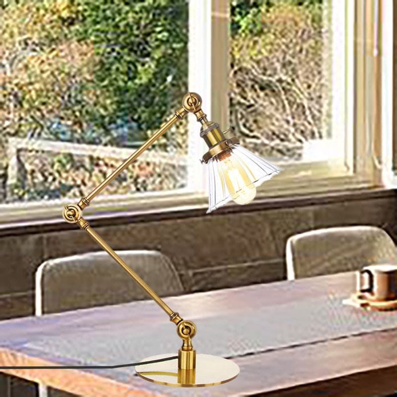 Lámpara de Mesa Elegante de Vidrio Claro Cónica