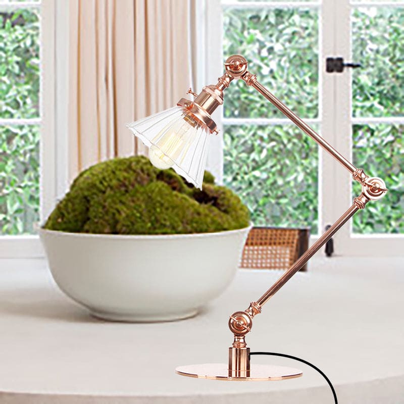 Lámpara de Mesa Elegante de Vidrio Claro Cónica