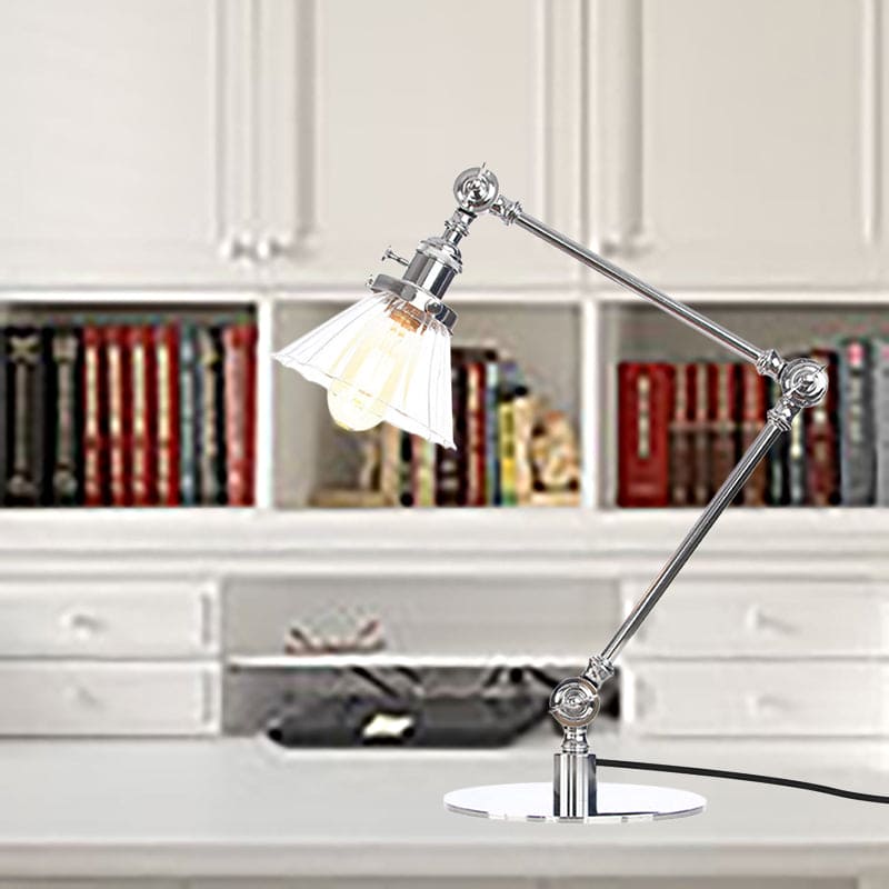 Lámpara de Mesa Elegante de Vidrio Claro Cónica