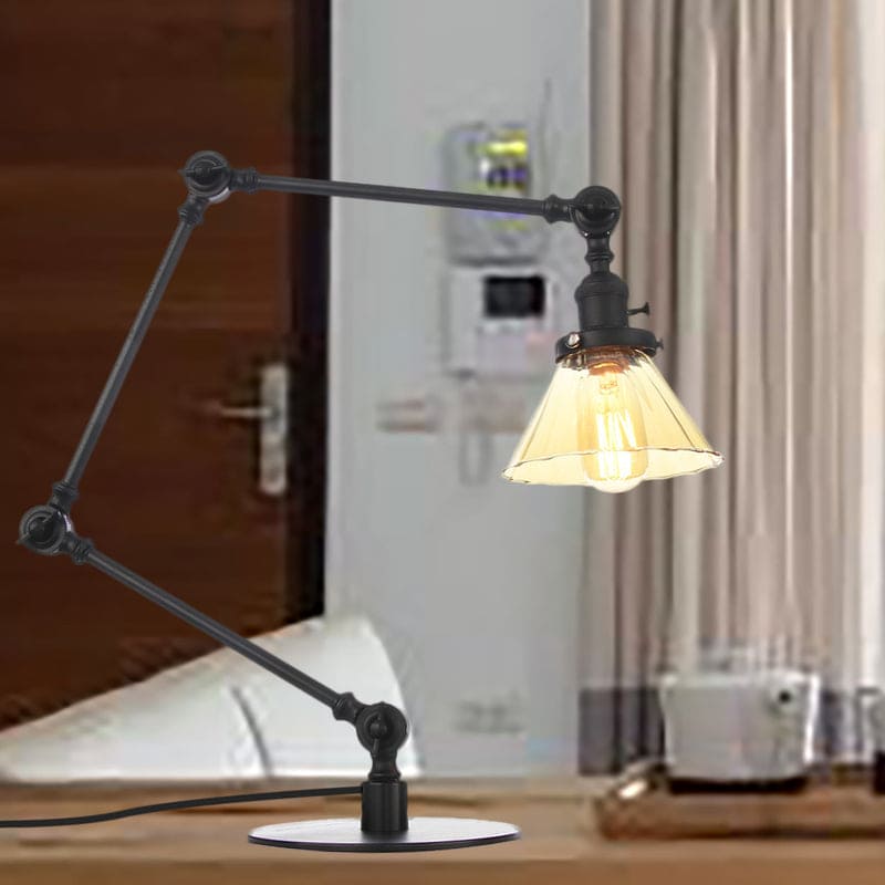 Lámpara de Mesa Elegante de Vidrio Claro Cónica