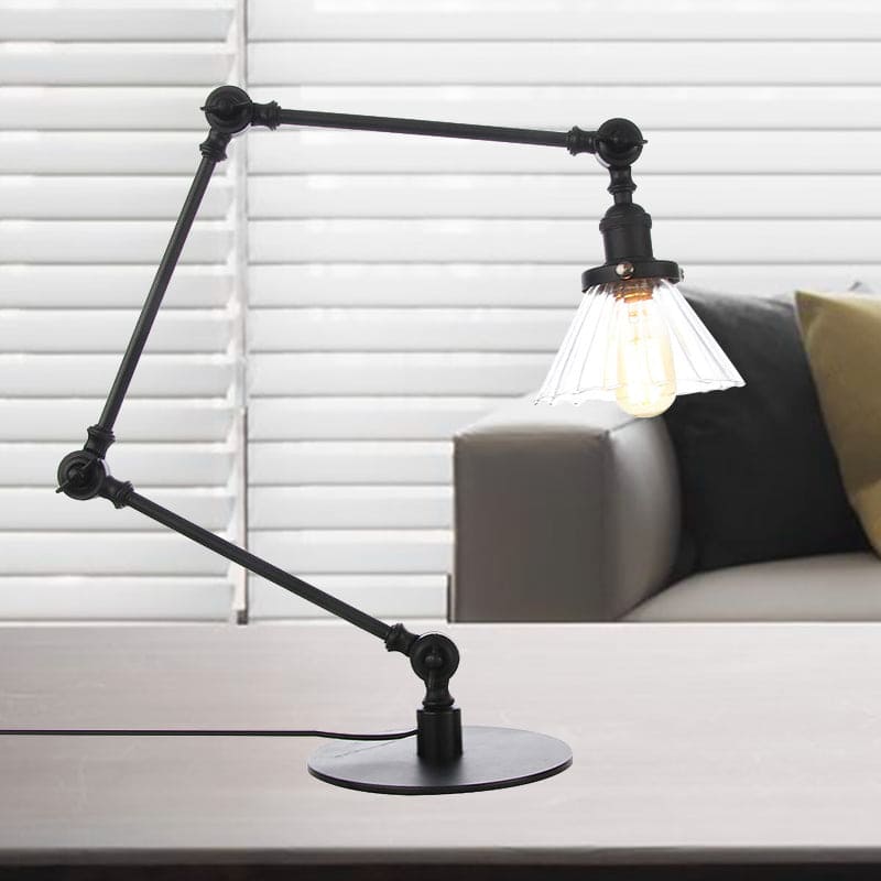 Lámpara de Mesa Elegante de Vidrio Claro Cónica