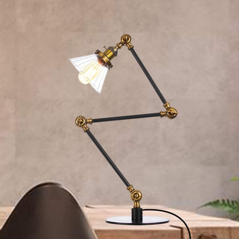 Lámpara de Mesa Elegante de Vidrio Claro Cónica