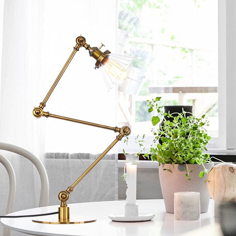 Lámpara de Mesa Elegante de Vidrio Claro Cónica