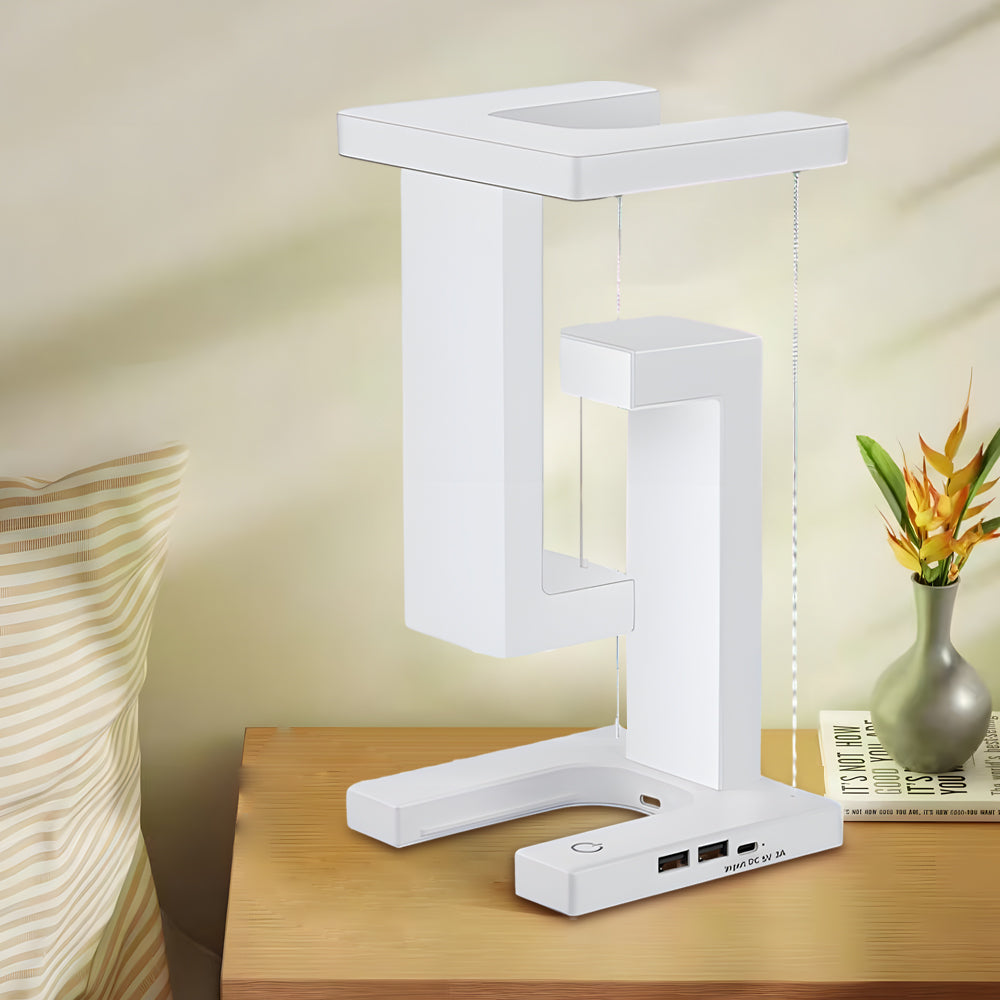 Lámpara de Mesa Flotante Elegante con Carga USB y LED Potente
