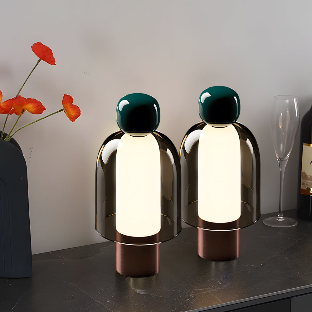 Lámpara de escritorio elegante de vidrio con LED regulable