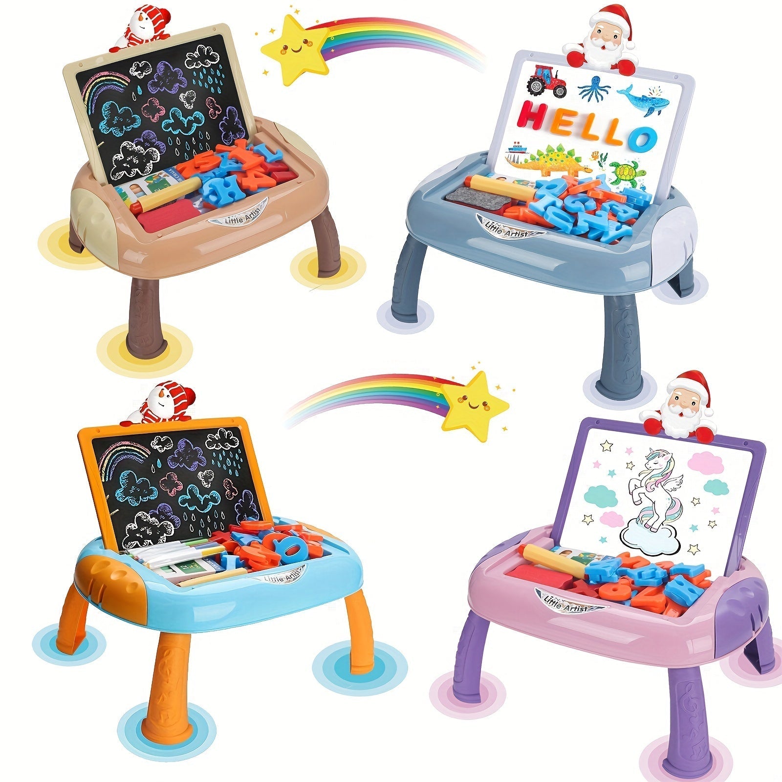 Tableau d'École Réversible Noir et Blanc avec Accessoires - Santeova