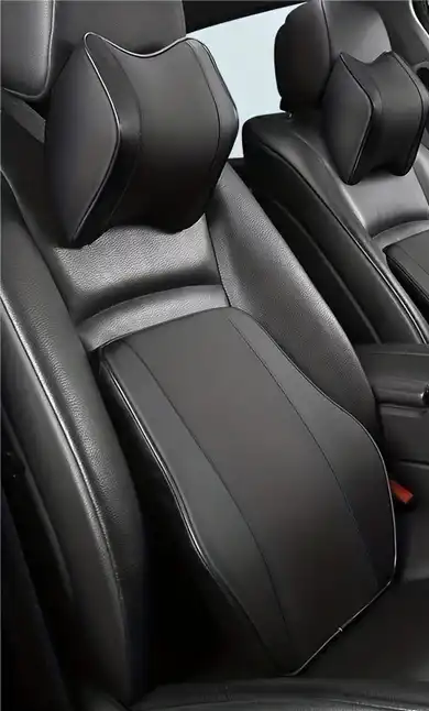 Cojín para Asiento de Coche de Cuero con Reposacabezas Ajustable