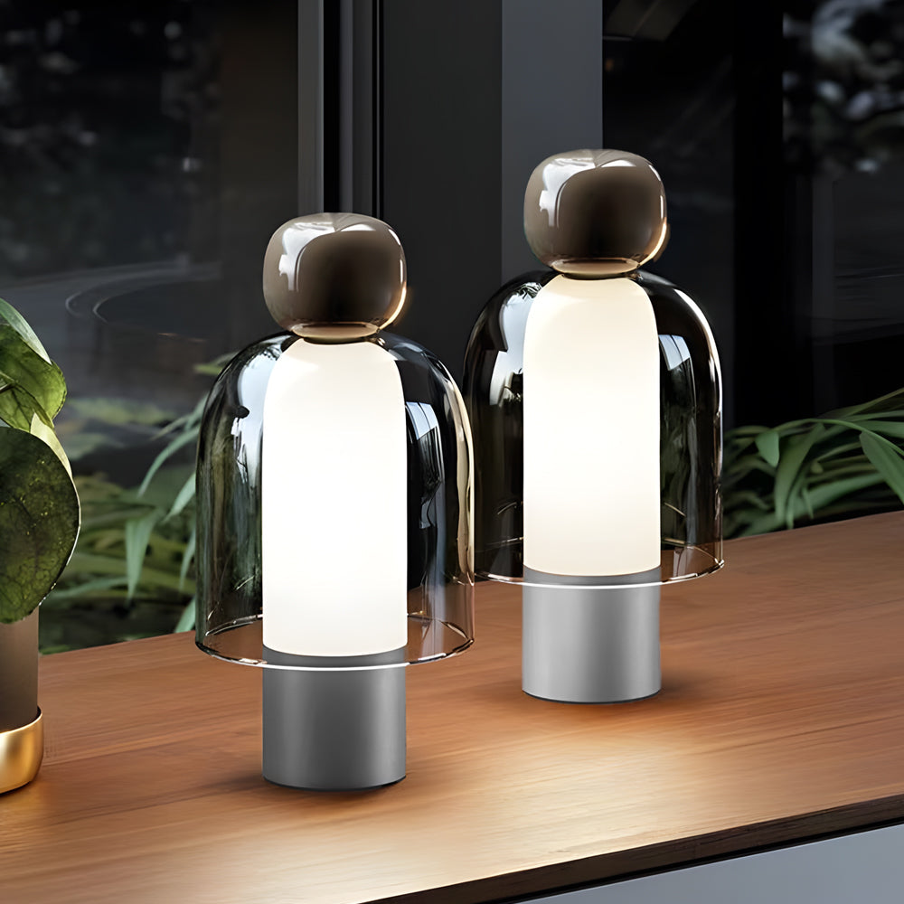 Lámpara de escritorio elegante de vidrio con LED regulable