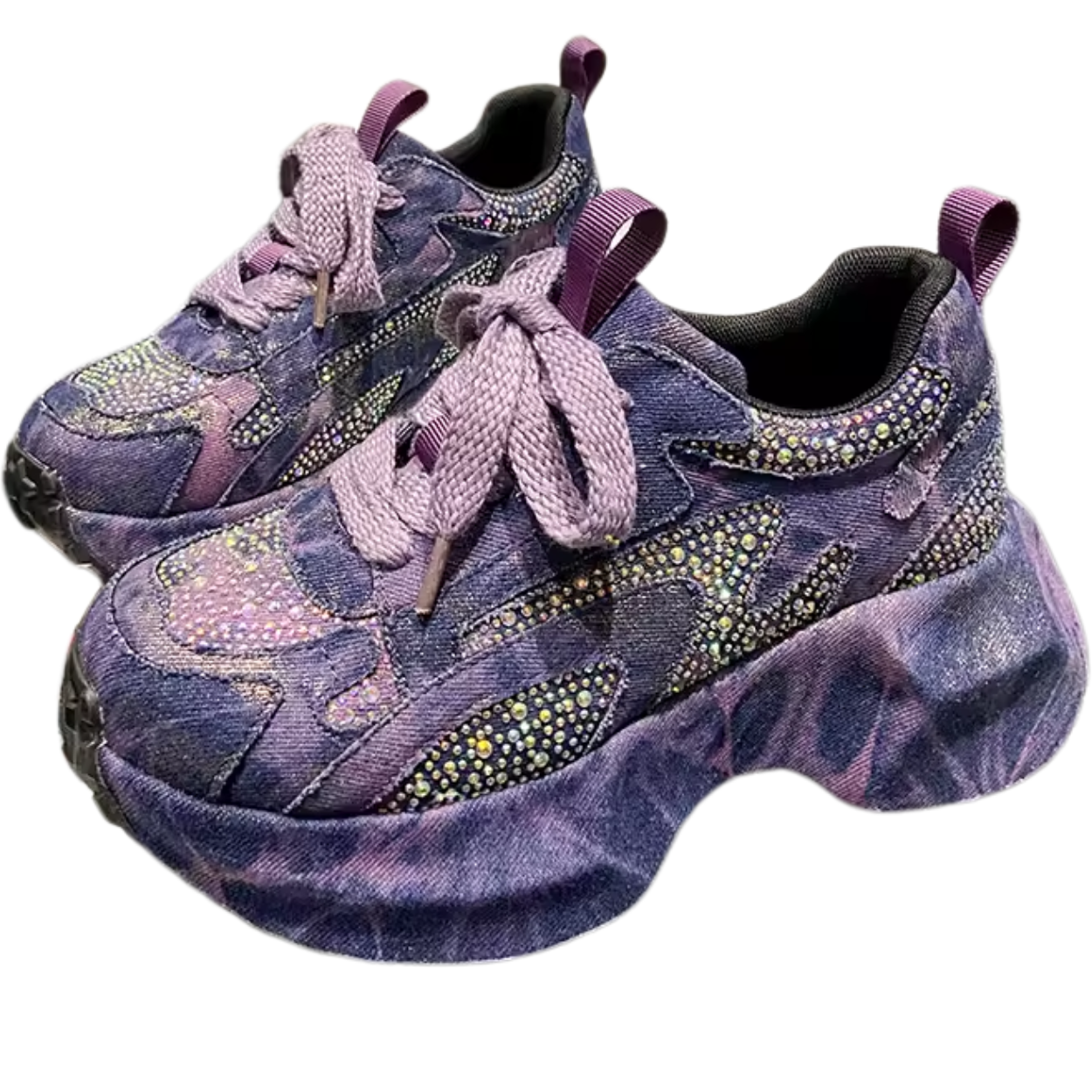 Zapatillas Mujer Chunky con Lentejuelas Glamourosas