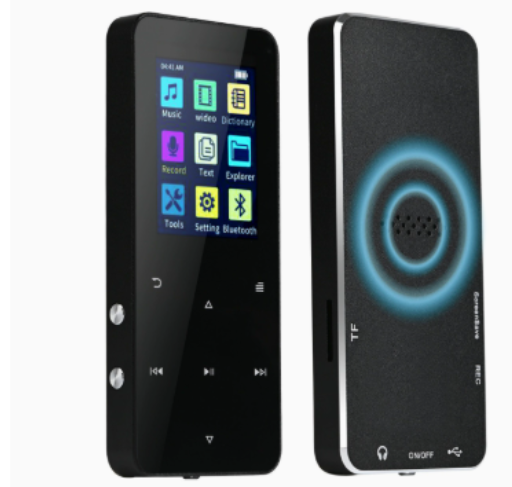 Reproductor MP3 Bluetooth con pantalla HD de 2,4 pulgadas, radio FM y altavoz integrado