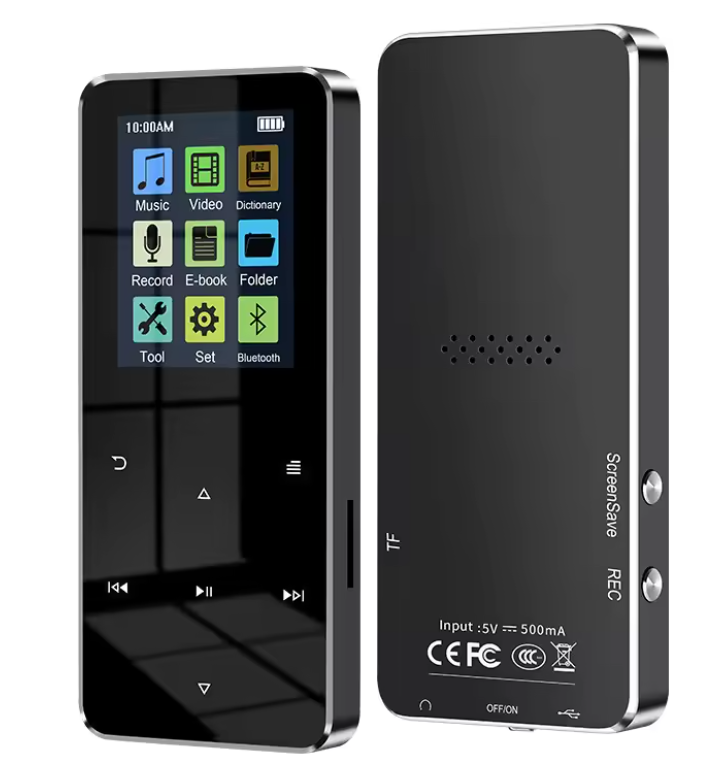 Reproductor MP3 Bluetooth con pantalla HD de 2,4 pulgadas, radio FM y altavoz integrado