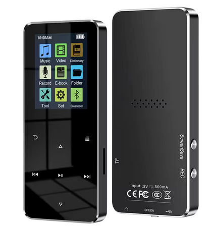 Reproductor MP3 Bluetooth con pantalla HD de 2,4 pulgadas, radio FM y altavoz integrado