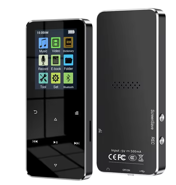 Reproductor MP3 Bluetooth con pantalla HD de 2,4 pulgadas, radio FM y altavoz integrado