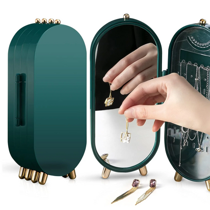 Caja de Joyas Plegable con Espejo y Compartimentos