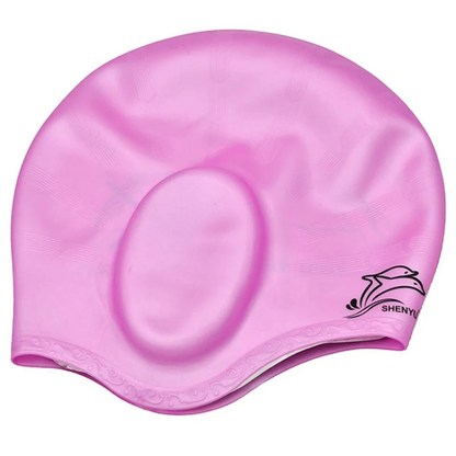 Gorro de Ducha de Caucho Impermeable con Protección para Orejas