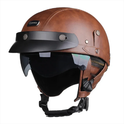 Casco de Moto Demi-Jet Vintage Negro
