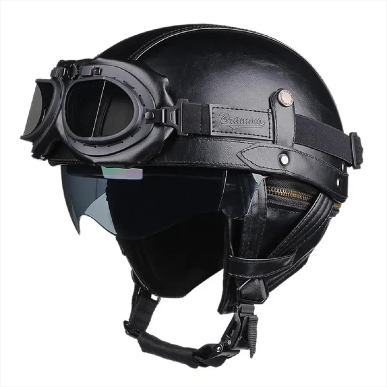 Casco de Moto Demi-Jet Vintage Negro