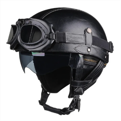 Casco de Moto Demi-Jet Vintage Negro