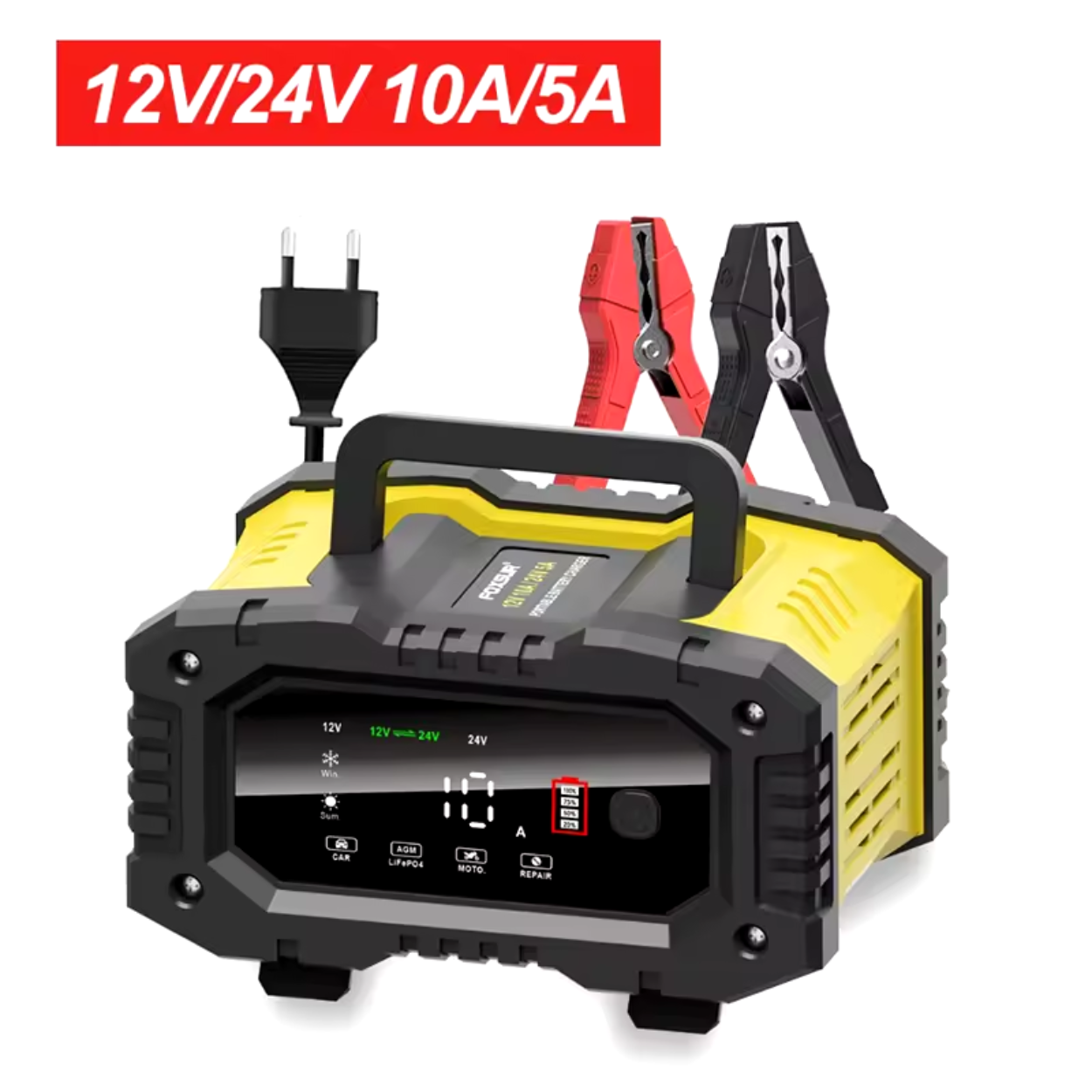 Cargador de Batería para Auto 12V y 24V Rápido