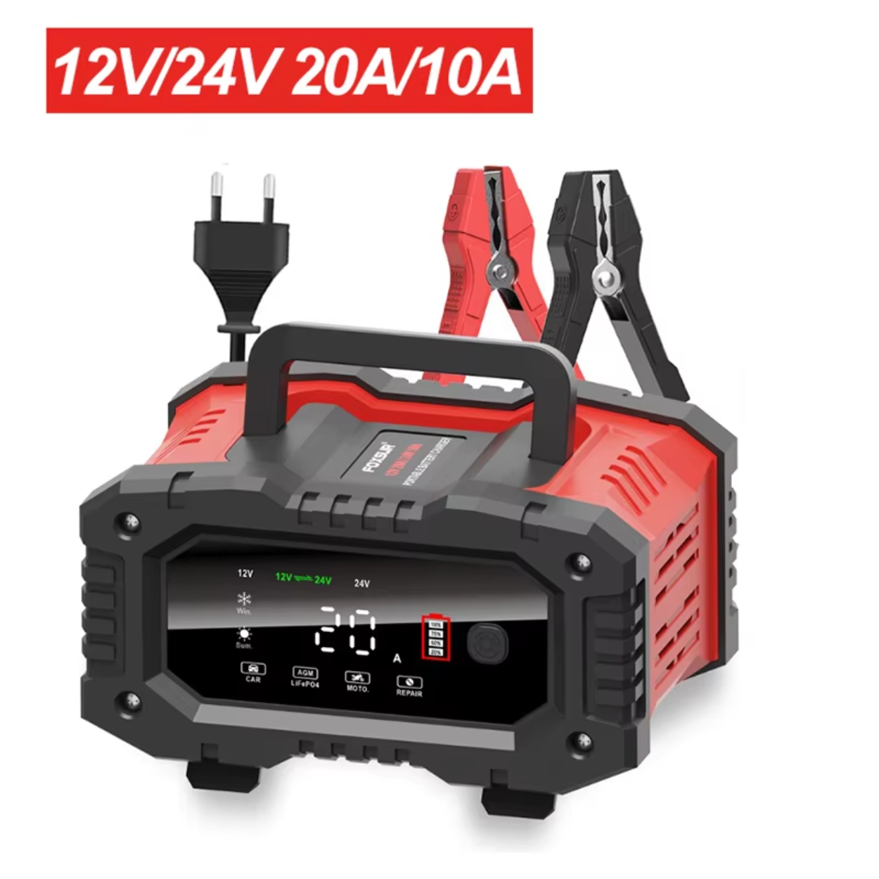 Cargador de Batería para Auto 12V y 24V Rápido