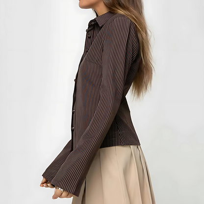 Blusa de Rayas Marrón para Mujer Elegante