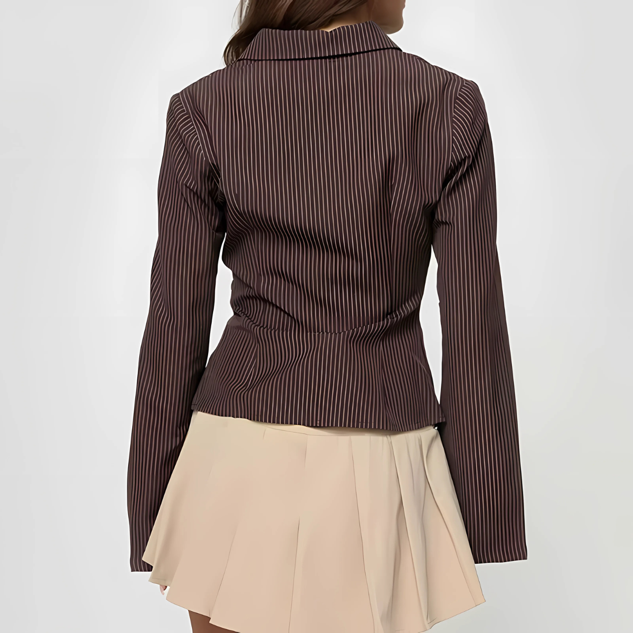 Blusa de Rayas Marrón para Mujer Elegante