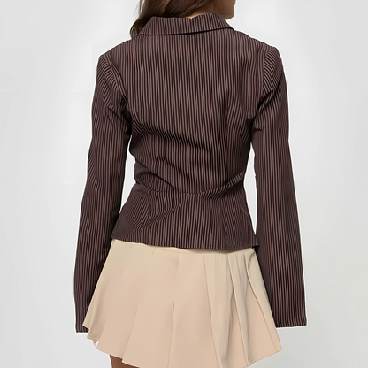 Blusa de Rayas Marrón para Mujer Elegante